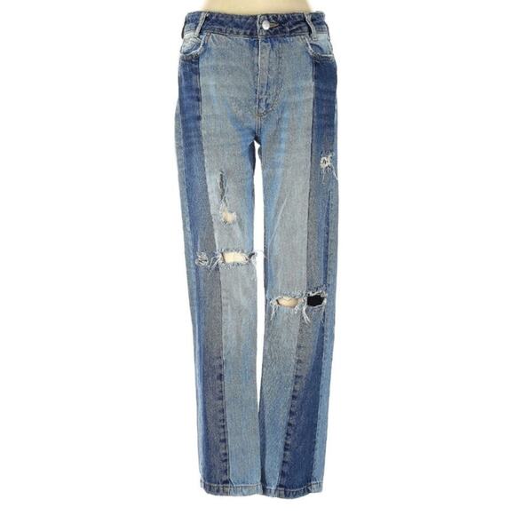 Free People Boho Distressed Size 24 Blue Jeans - Picture 2 of 13